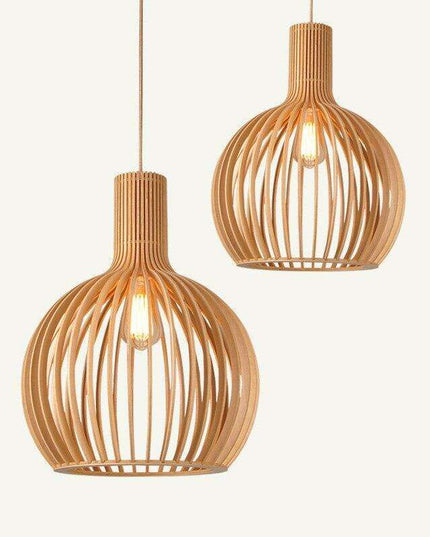 Nordic Elegance Wooden Pendant Light in Soft Shades