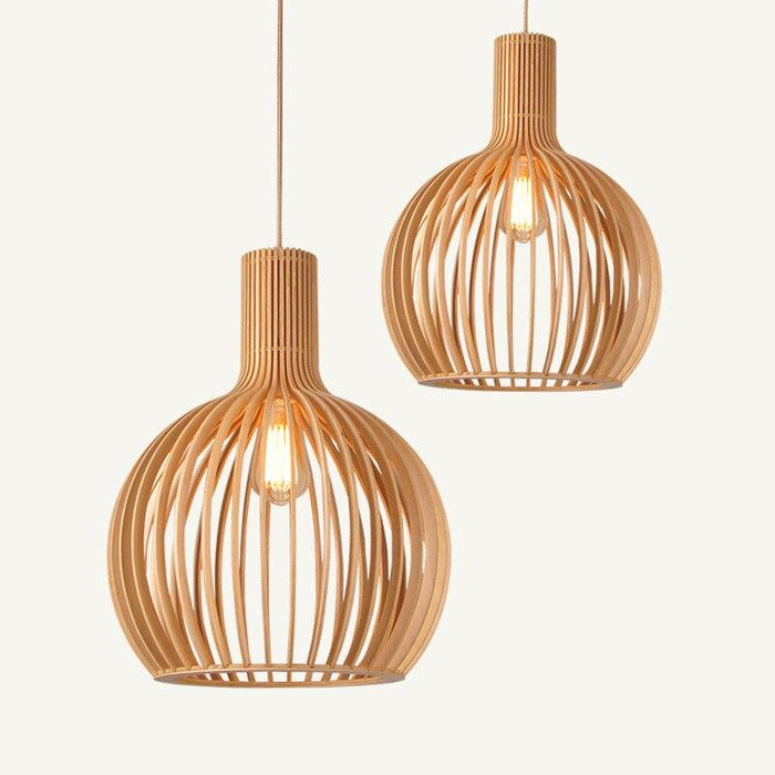 Nordic Elegance Wooden Pendant Light in Soft Shades