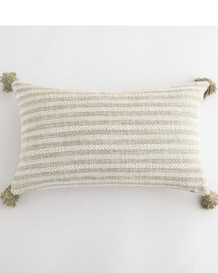 Chic Cream White Reversible Tassel Pillow Cover with Stylish Patterns