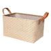 Chic Handcrafted Jute Basket with PU Handles - Stylish Storage Essential