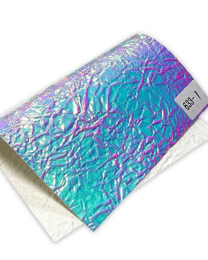 Crumpled Holographic Metallic Faux Leather Fabric Sheet for Creative DIY Endeavors