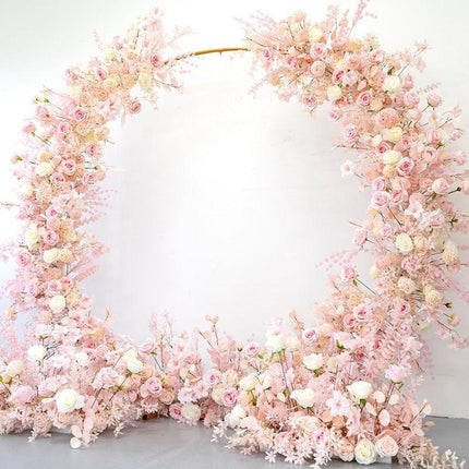 Charming Pink Floral Wedding Arch Set for Enchanting Decor Makeover