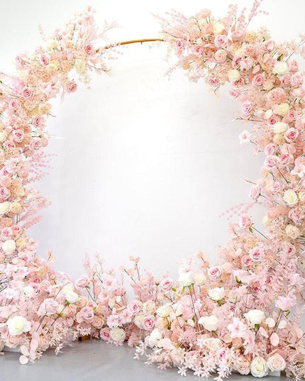 Charming Pink Floral Wedding Arch Set for Enchanting Decor Makeover