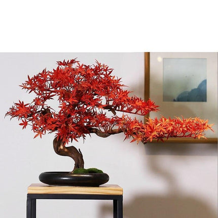 Stunning Lifelike Red Maple Bonsai Tree - Exquisite Desk Ornament