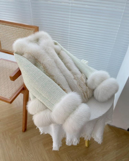 Chic Elegance: Fox Fur Coat with Lace Detail for Winter Glamour