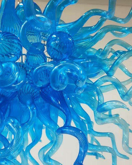 Stunning Hand-Blown Blue Glass Teardrop Chandelier - Elevate Your Home Décor