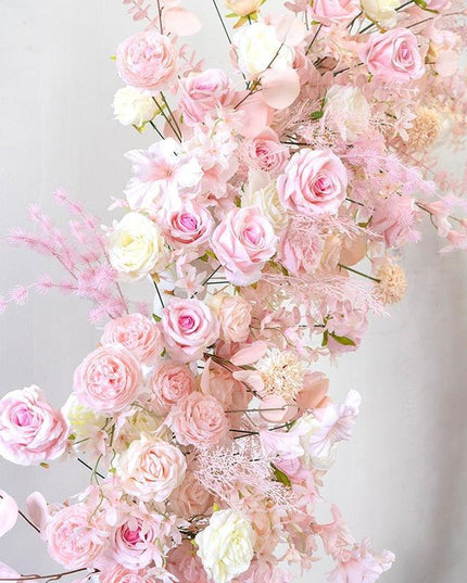 Charming Pink Floral Wedding Arch Set for Enchanting Decor Makeover