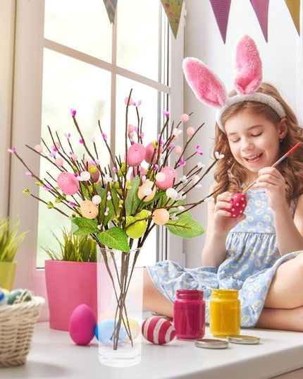 Vibrant Easter Egg Floral Foam Tree Branch: Whimsical Home Decor Accent