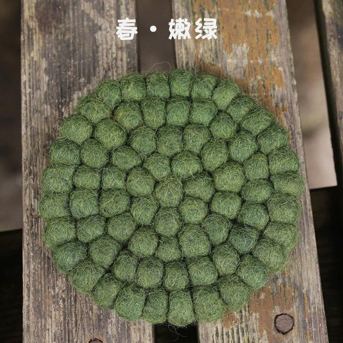 Elegant Round Wool Felt Coasters - Stylish Surface Protection Set