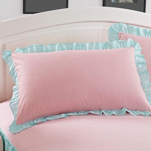 Elegant Ruffle Garden Cotton Pillowcase Set - Luxury Bedding Upgrade