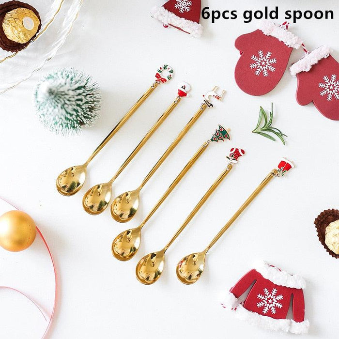 Festive Stainless Steel Cutlery Set for Christmas Cheer