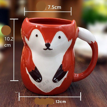 Charming 3D Fox Ceramic Mug - 500ML Capacity for Animal Lovers