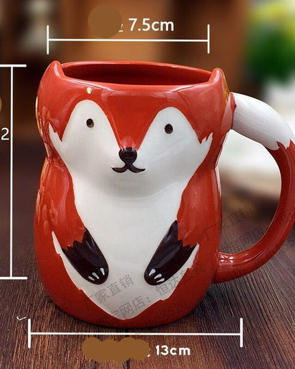 Charming 3D Fox Ceramic Mug - 500ML Capacity for Animal Lovers