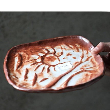 Serenity Zen Garden Handcrafted Wood-Fired Pottery Platter - Rustic Artisan Dinnerware