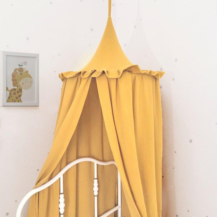 Enchanting Handmade Muslin Cotton Canopy with Frills for Children's Sanctuary