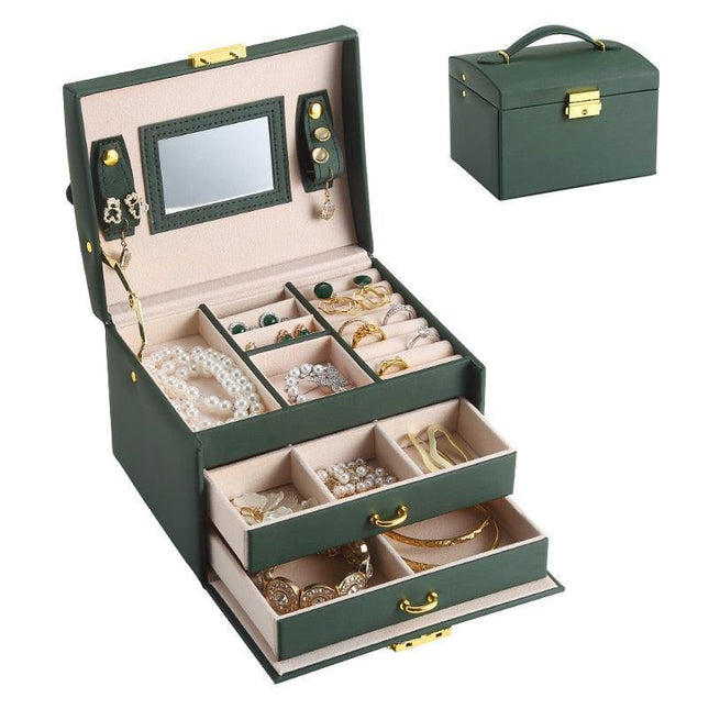 Stylish Girls' Travel Jewelry Organizer with Expandable Compartments and Mirror