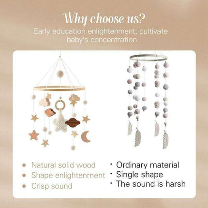 Musical Wooden Baby Crib Mobile - Safe Developmental Toy for Infants