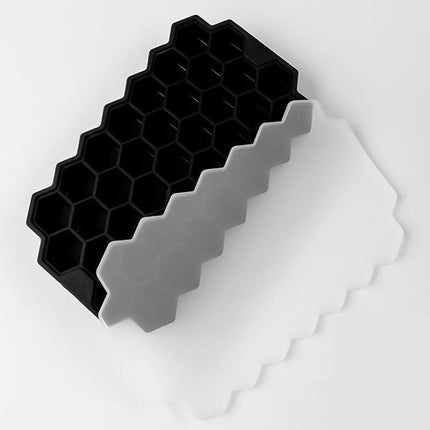 Honeycomb Shaped Silicone Ice Cube Tray with 37 Cavities and Lid - Perfect for Chilled Beverages