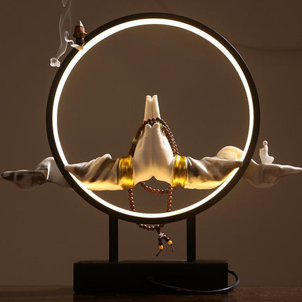 Tranquil Buddha Incense Waterfall Diffuser - Premium Ceramic Aroma Cascade Burner