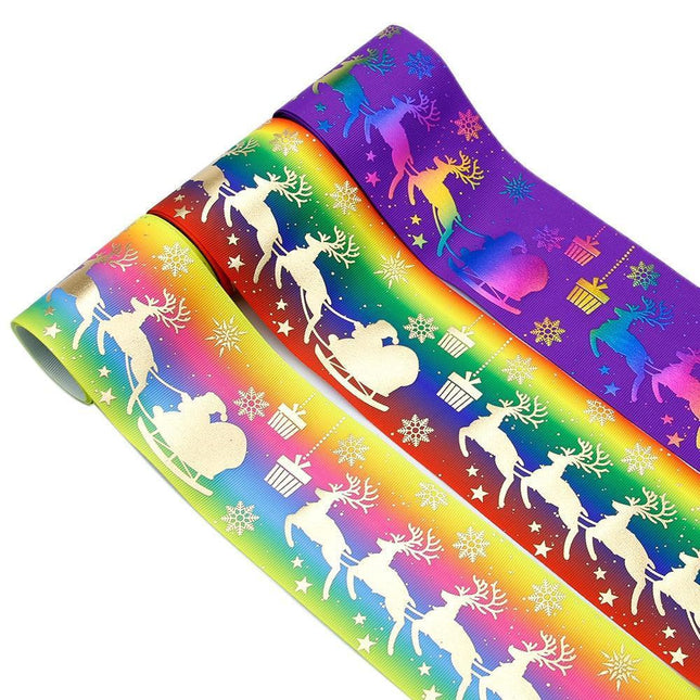 Festive Holiday Deer Grosgrain Ribbon - Perfect for Christmas Crafts and DIY Projects