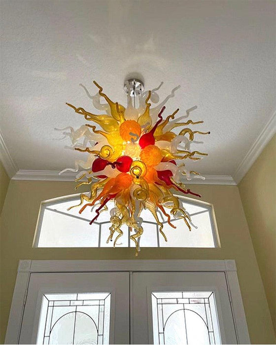 Contemporary Hand Blown Glass Chandelier | Warm Colors | Home Decor Lighting