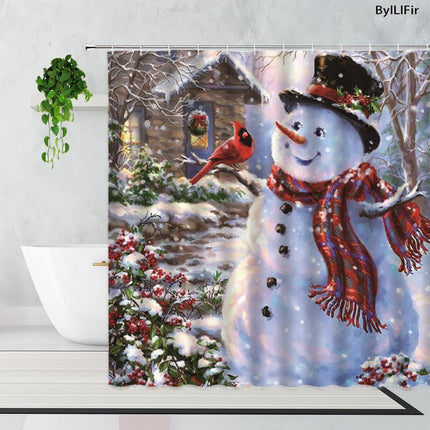 Charming Winter Wonderland Snowman Shower Curtain - Bring Holiday Joy to Your Bathroom