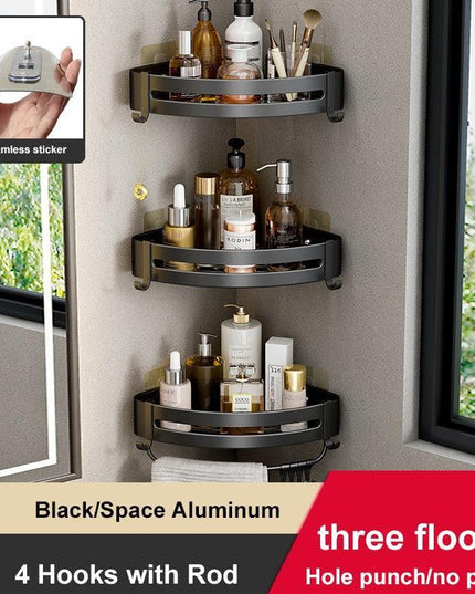 Aluminum Corner Shelf Rack with Versatile Dual Installation Options