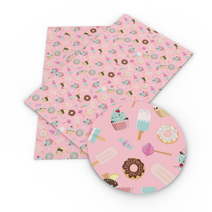 Cake Candy Print Faux Leather Crafting Set - DIY Bow-Knot Bags and Earrings
