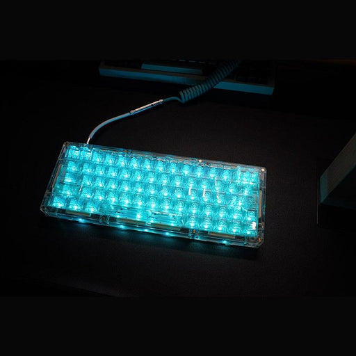 Crystal Frost 60% Customizable Mechanical Keyboard Kit with Transparent Cherry Keycaps