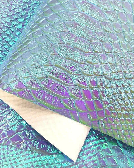 Holographic Crocodile Skin Textured Faux Leather Crafting Sheet