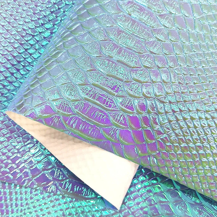 Crocodile Stripe Embossed Holographic Faux Leather Roll