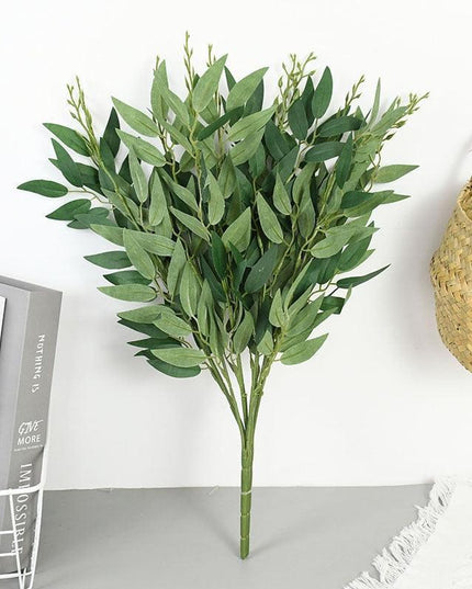 Lifelike Green Willow and Leaf Silk Arrangement - 51cm