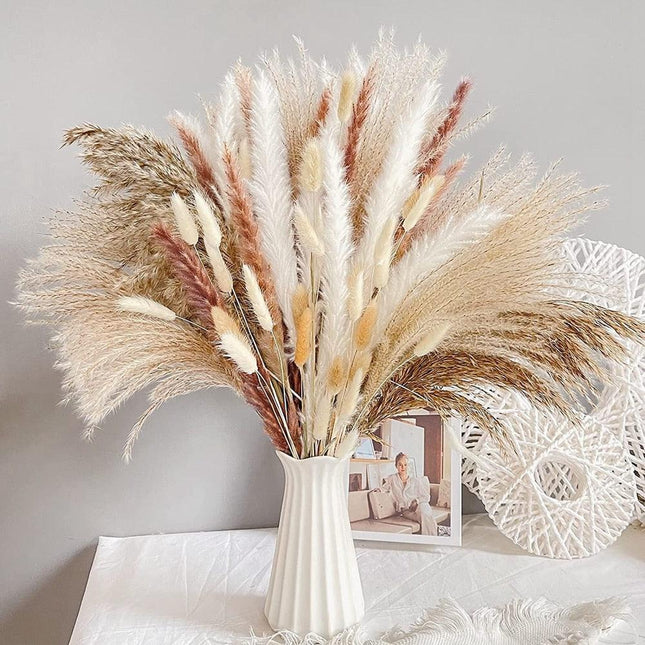 Enchanting Bohemian Bliss: 74-Piece Sun-Kissed Pampas Grass Decor for Stunning Weddings