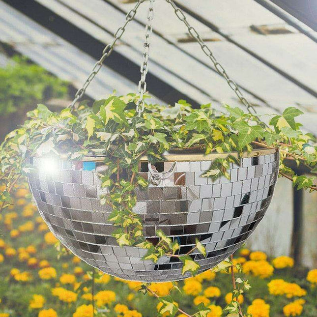 Disco-Inspired Hanging Planter for Chic Greenery Accent