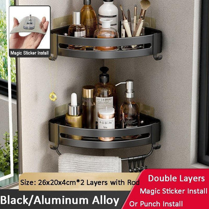 Stylish No-Drill Aluminum Corner Shelf for Easy Installation