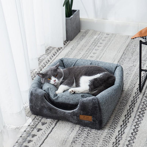 Gray Plush Foldable Pet Cave Bed for Small Dogs and Cats