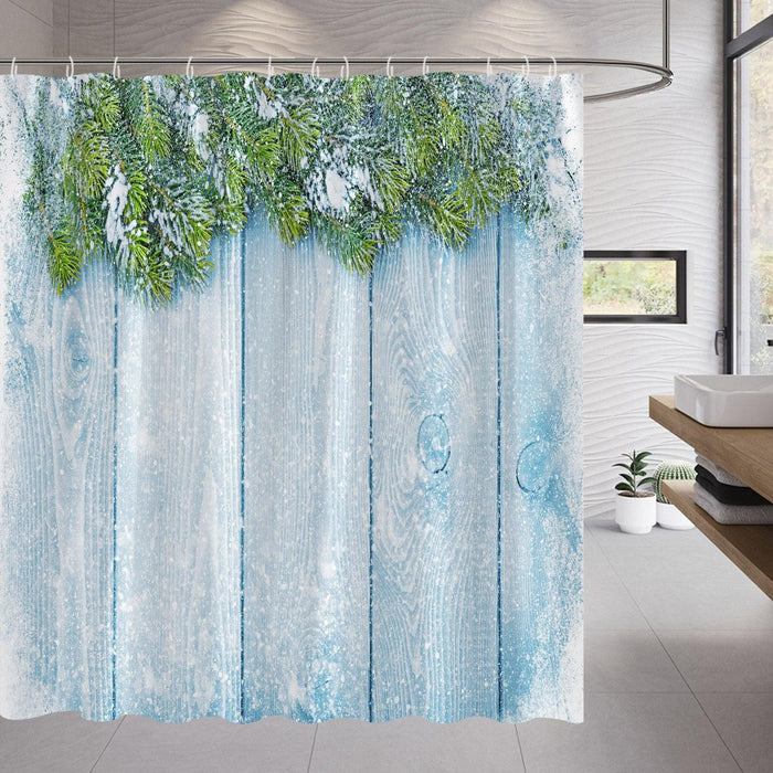 Christmas Festive Cheer Shower Curtain Set - Holiday Bathroom Decor Collection