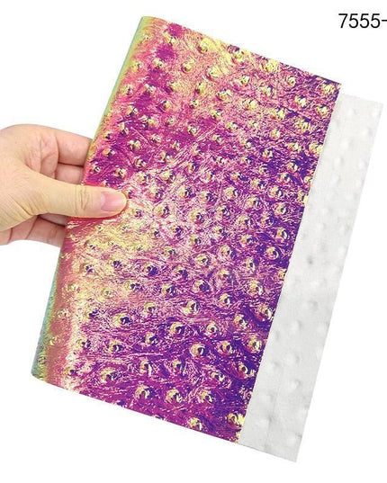 Iridescent Holographic Faux Leather Crafting Sheet with Snake Skin Embossing