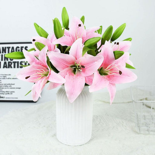 5Pcs Real Touch White Lily Artificial Flowers -