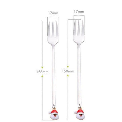 Santa's Joyful Holiday Silverware Duo - Cheerful Spoon and Fork Set for Festive Feasts