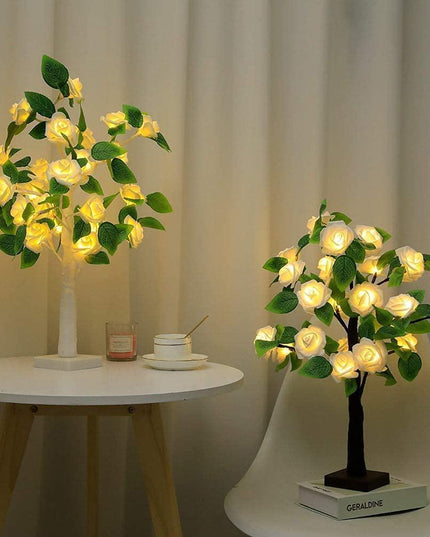 Radiant LED Bonsai Rose Tree: 55CM Floral Table Centerpiece