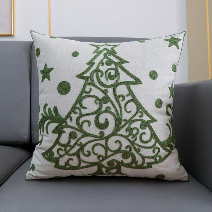Christmas Festive Embroidered Cushion Cover - Vibrant Holiday Decor