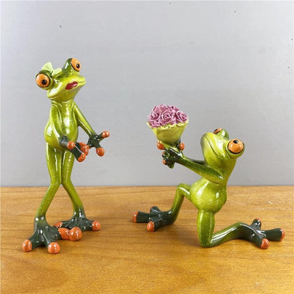 Whimsical Green Frog Resin Desk Ornament - Enchanting Home Decor