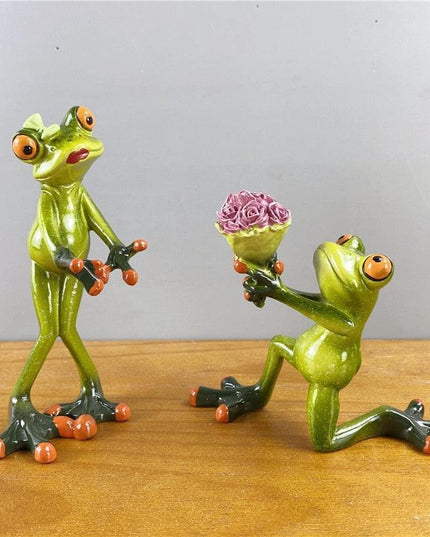 Whimsical Green Frog Resin Desk Ornament - Enchanting Home Decor