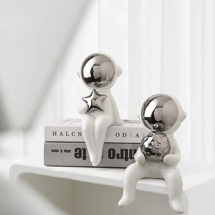 Nordic Space Explorer Ceramic Astronaut Statues - Modern Home Decor Collection