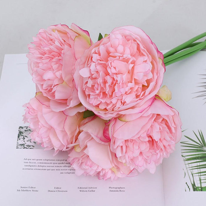 5pcs Silk Peony Artificial Flowers Rose Wedding Home DIY Decor