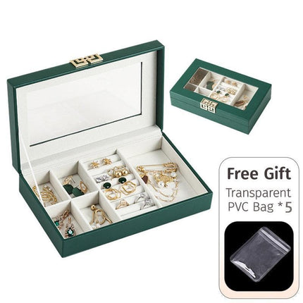 Elegant Two-Tier Jewelry Organizer with Clear Viewing Lid