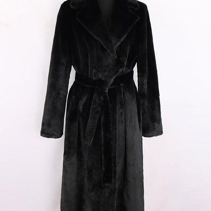 Chic Winter Luxe: Korean-Style Faux Fur Long Coat for Fashion Forward Individuals