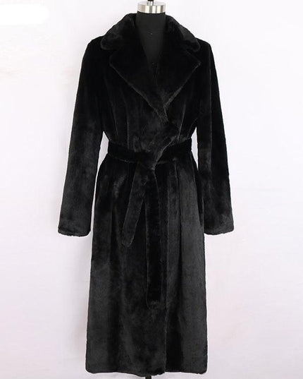 Chic Winter Luxe: Korean-Style Faux Fur Long Coat for Fashion Forward Individuals