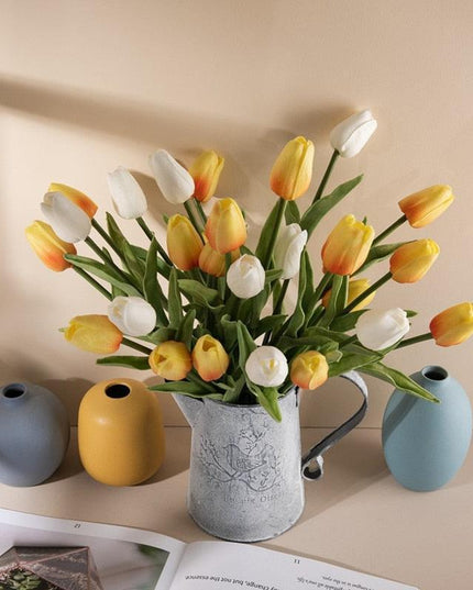 Lifelike 31-Piece Artificial Tulip Arrangement - Colorful Floral Centerpiece